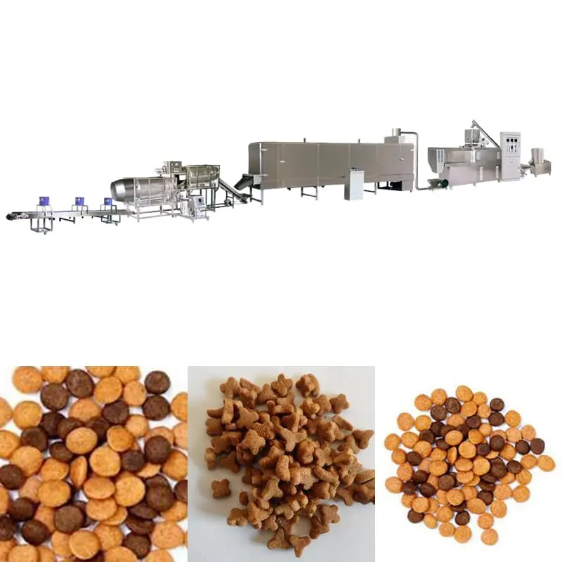 双螺杆挤压高温膨化宠物饲料加工设备 水产饲料猫粮狗粮真空喷涂设备