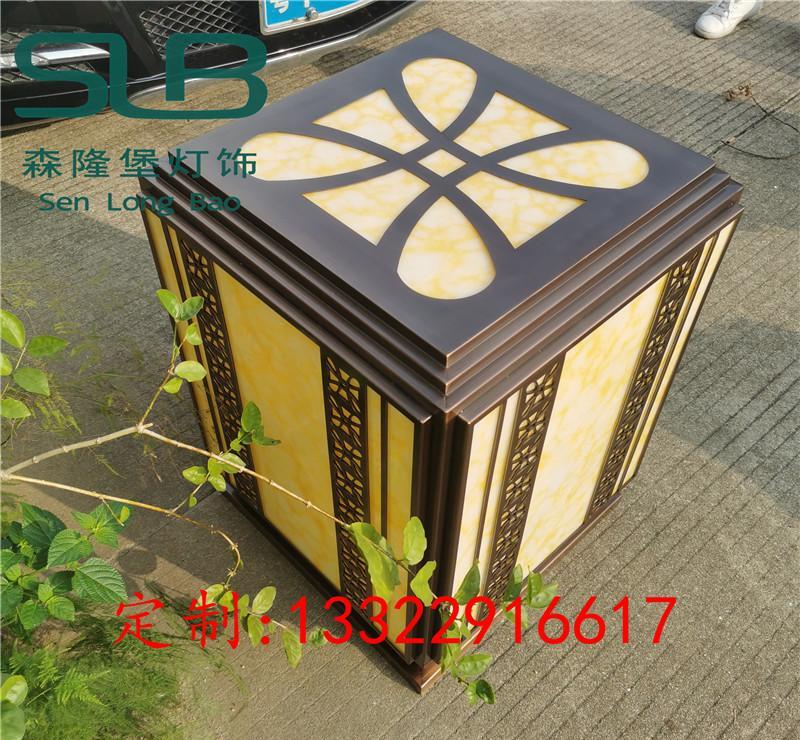 激光切割不锈钢柱头灯 大门口电镀拉丝仿云石方形灯墙头灯别墅灯 - 4