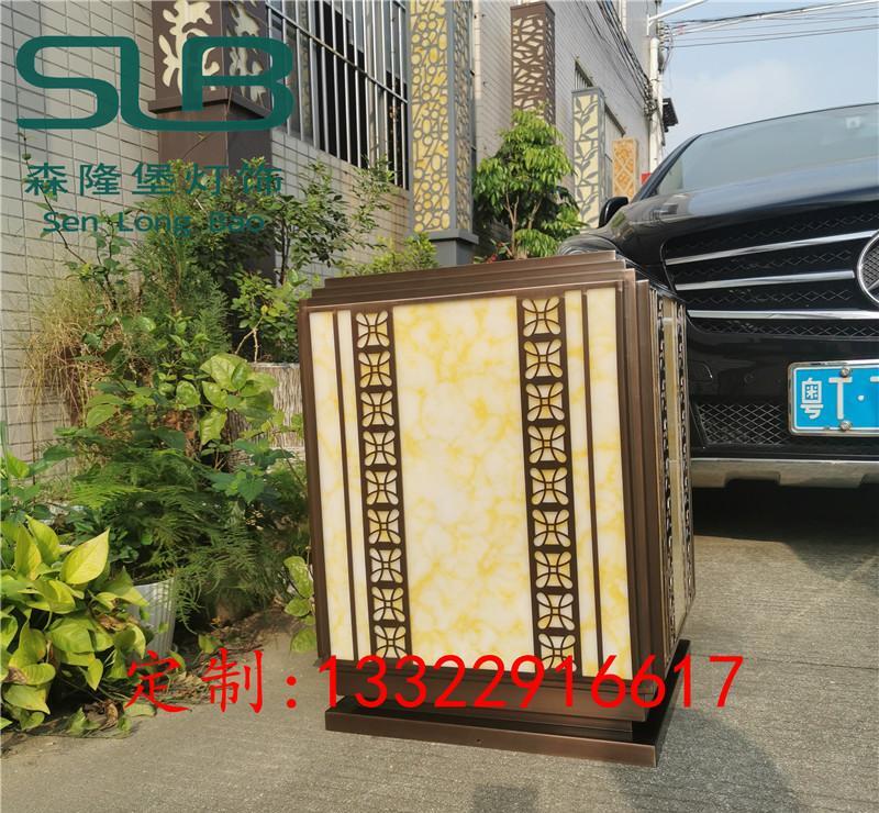 激光切割不锈钢柱头灯 大门口电镀拉丝仿云石方形灯墙头灯别墅灯 - 2