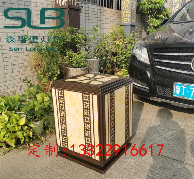 激光切割不锈钢柱头灯 大门口电镀拉丝仿云石方形灯墙头灯别墅灯 - 3