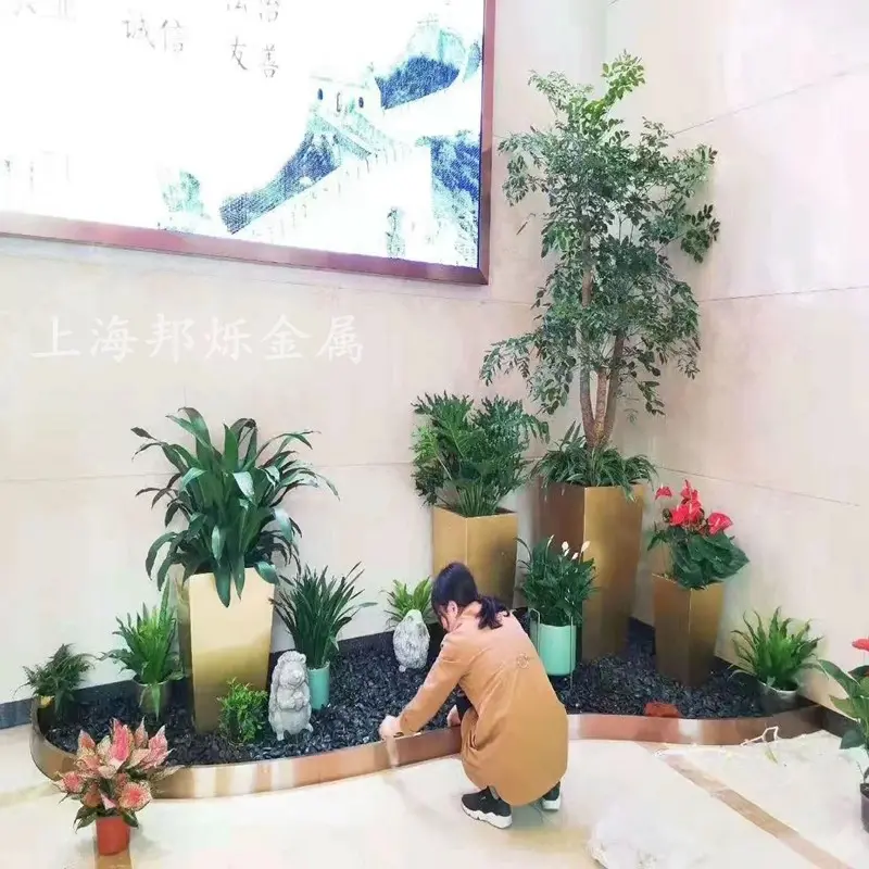 绿植景观造景装饰围边室内地面植物人造石围边花园庭院不锈钢围挡 - 2