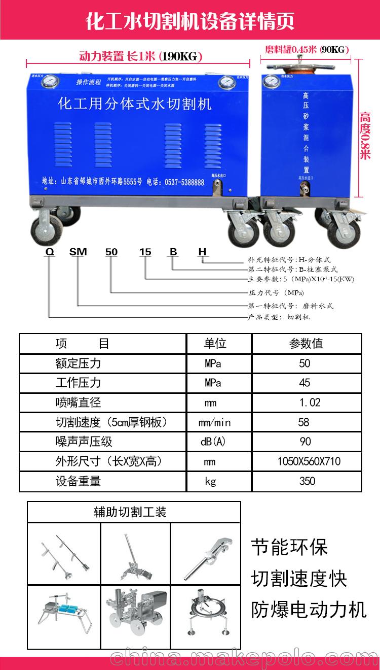 宇豪QSM-50-15-BH化工用分体式超高压水切割机 - 3