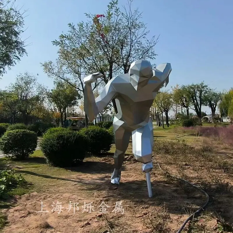 不锈钢运动人物雕塑铁艺影抽象口袋公园学校体育竞枝几何景观品 - 3