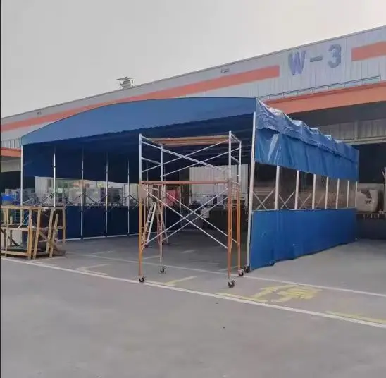 长沙 移动推拉雨棚安装 伸缩电动篮球场顶棚厂家 国标镀锌钢管 - 2
