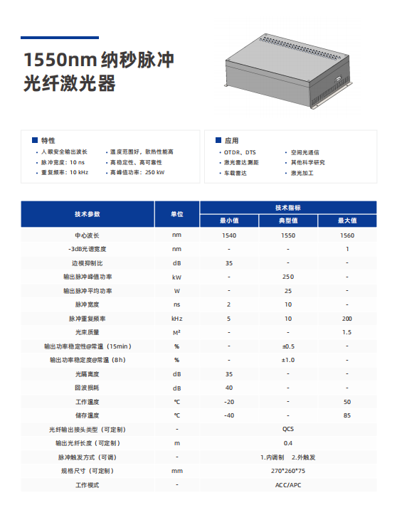 1550nm纳秒脉冲光纤激光器 - 2