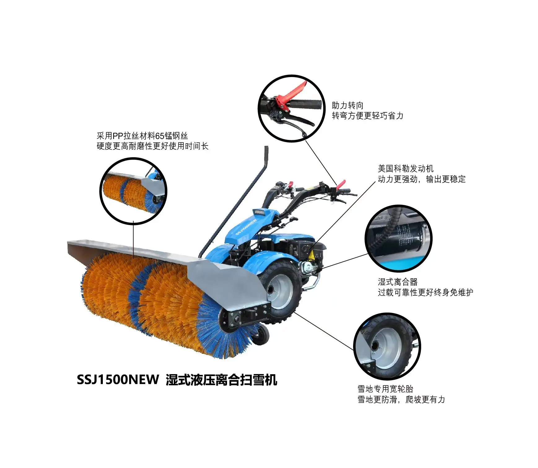 2023新款扫雪机，全助力转向湿式液压离合齿轮机SSJ1500 - 2