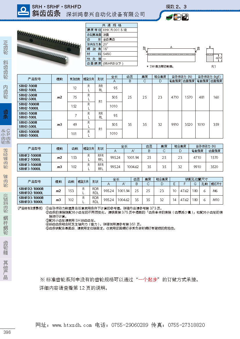 进口斜齿条SRH.SRHF.SRHFD系列