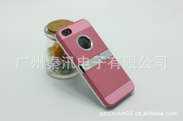 iPhone5手机保护套，5G电镀金属片，带支架两件套，金属支架直销 - 2