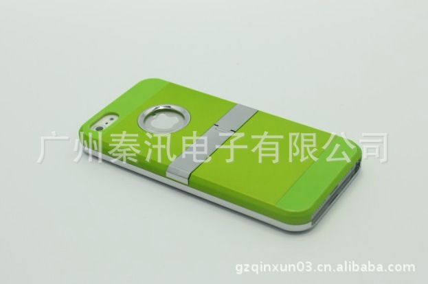 iPhone5手机保护套，5G电镀金属片，带支架两件套，金属支架直销 - 3