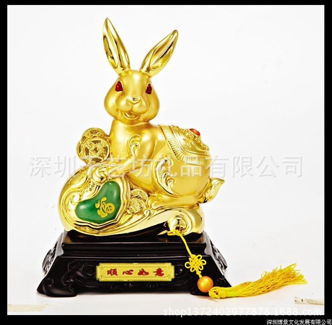 金属仿生礼品摆件，镀金生肖兔礼品，吉祥卡通礼品摆件厂家定制 - 4