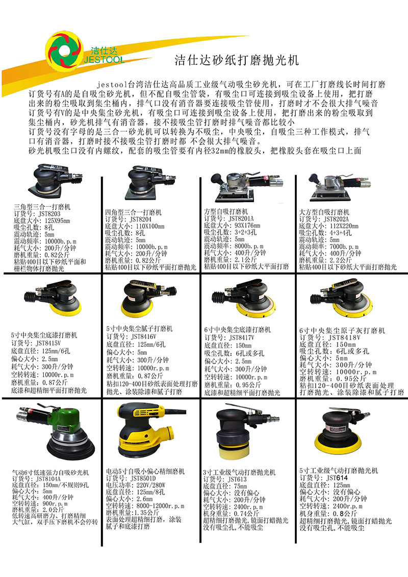 气动集尘机除尘腻子磨机，5寸气动打磨抛光机 - 4