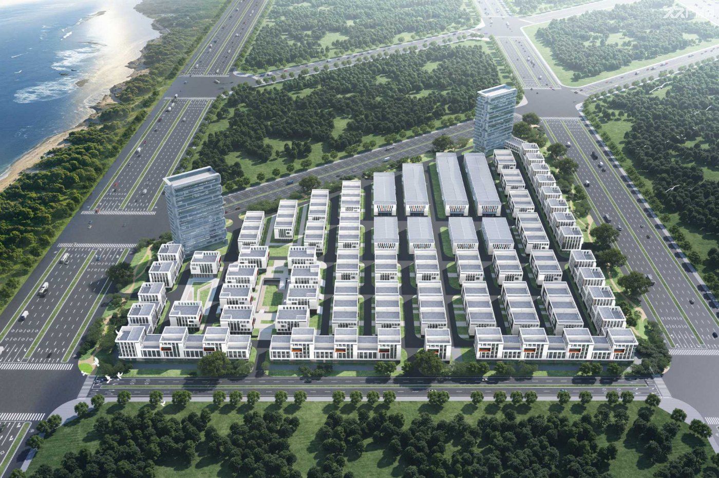 1000㎡轻钢火车头厂房 车间层高 11m 配套三层综合楼 - 6