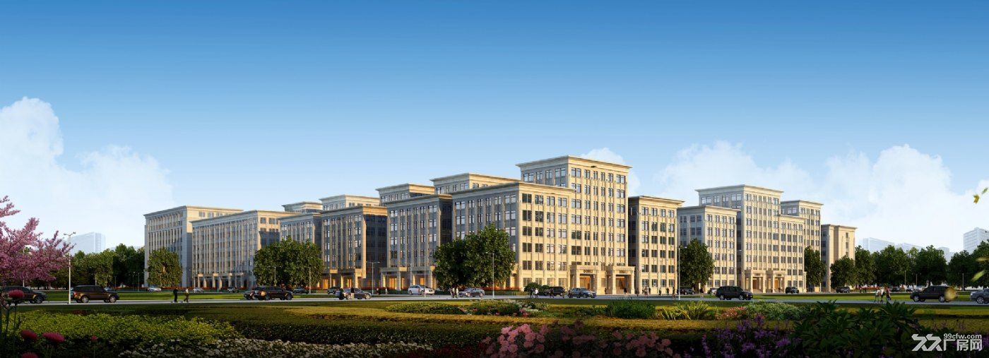花园式企业总部园,由简欧风格建筑组成,大气庄重,彰显企业形象。