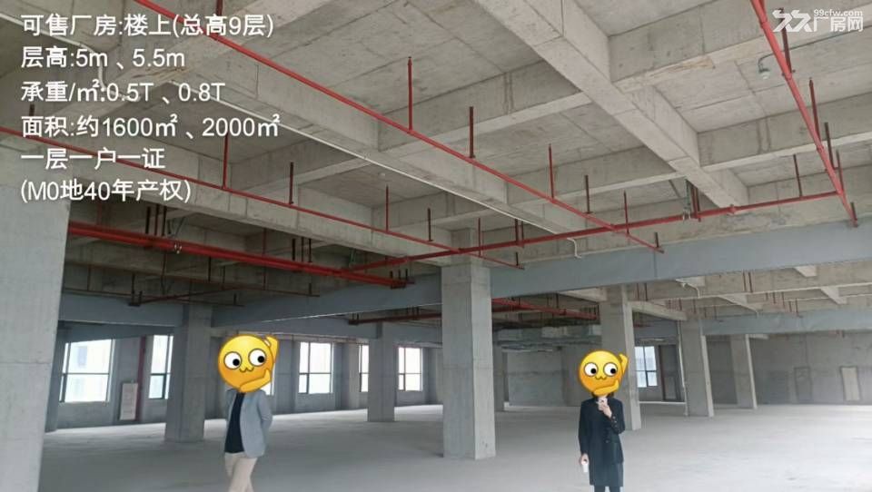 珠海高新区4字头起拥有大平层厂房2000㎡，一层一户一证