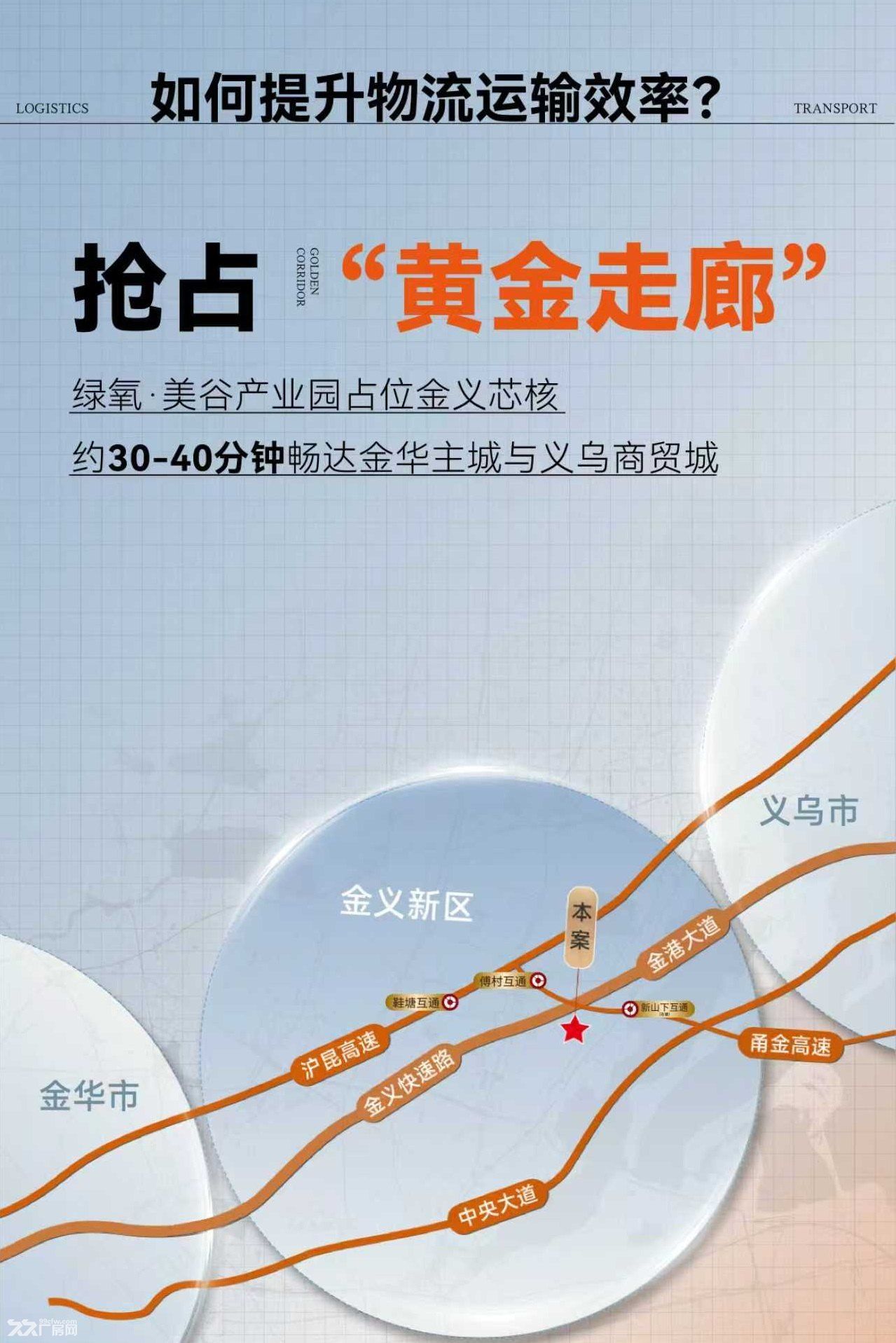 金港大道上,畅达义乌商贸城和金华主城