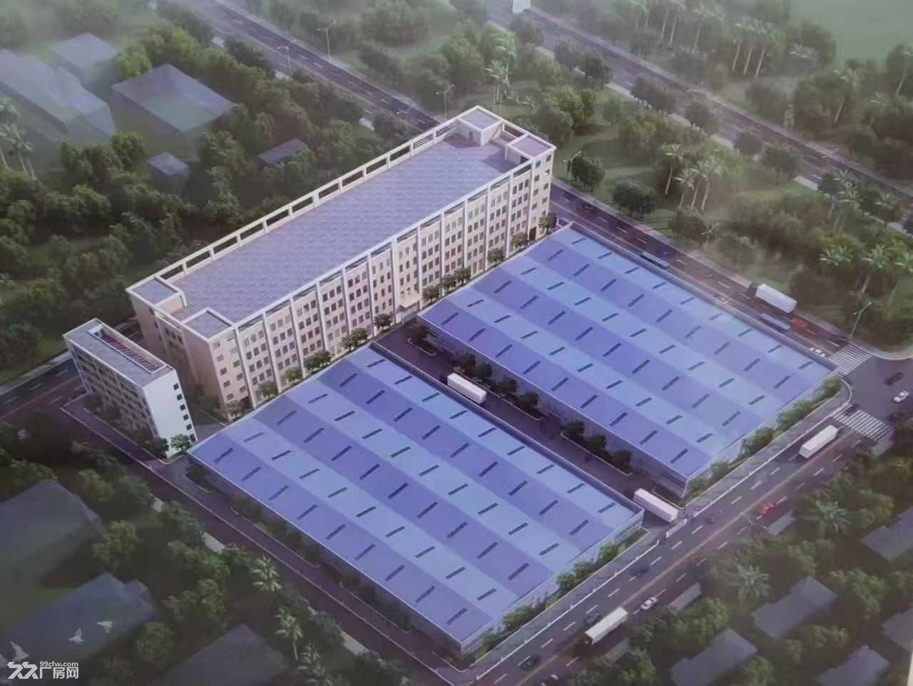 惠州博罗园洲新建重型钢结构厂房出租  2栋滴水12.5米带牛角