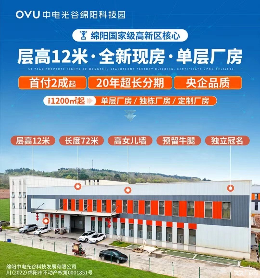 绵阳独栋厂房、土地出售 1600方 2000方