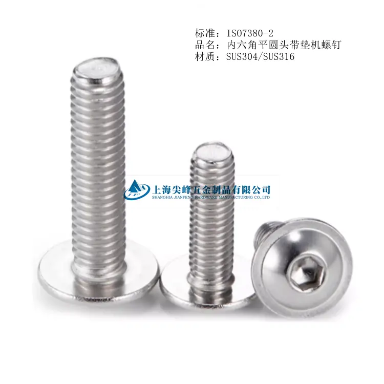 ISO7380-2 内六角平圆头带垫机螺钉，内六角圆头带垫机钉 - 3