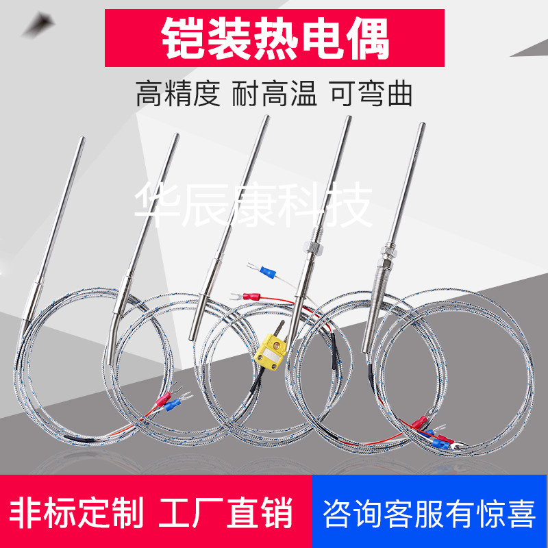 华辰康 K型铠装 热电偶 探针热电偶 探头高温热电偶 - 2