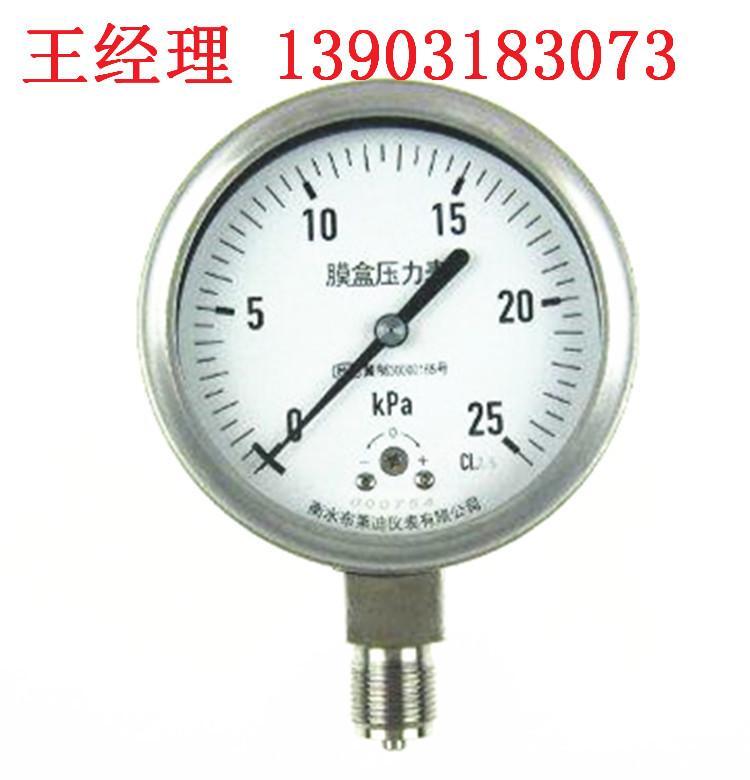 全不锈钢膜盒压力表生产厂家 YE-100H 0-25Kpa磨合压力表 - 2