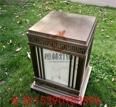 欧式广场石柱灯电镀仿云石 草坪灯仿古铜楼盘灯0.75米立柱灯