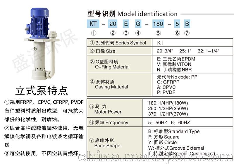 厂家直销小型防腐蚀液下泵 PP塑料立式泵 耐酸碱长轴立式泵 - 4