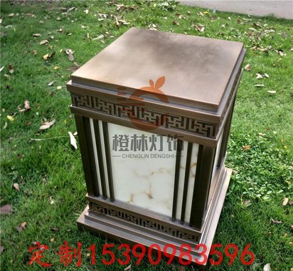 欧式广场石柱灯电镀仿云石 草坪灯仿古铜楼盘灯0.75米立柱灯
