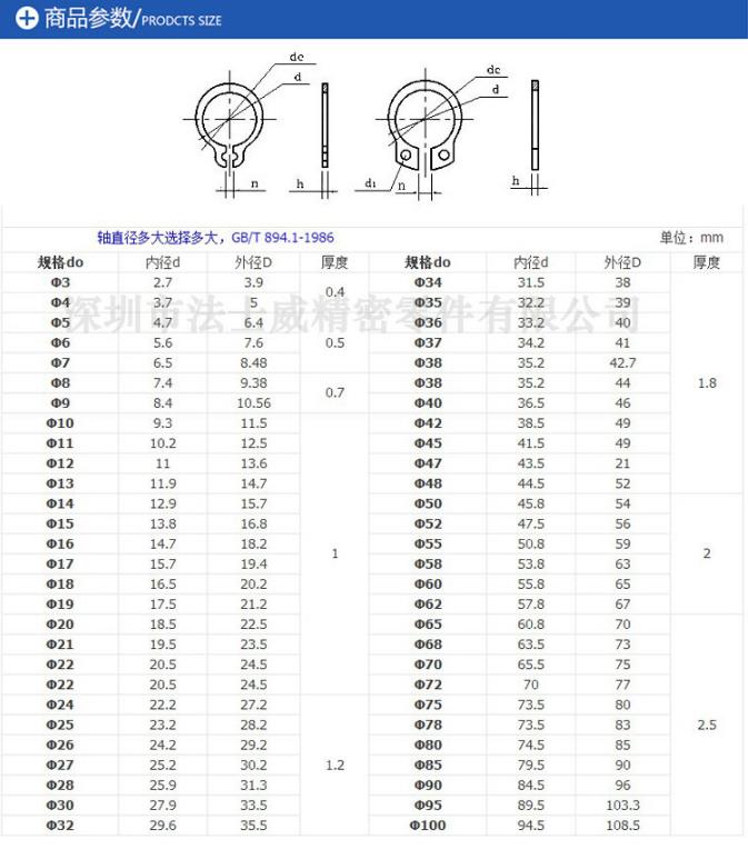 28φ30φ32φ34碳钢轴卡发黑GB894.1轴用挡圈现货供应 - 2