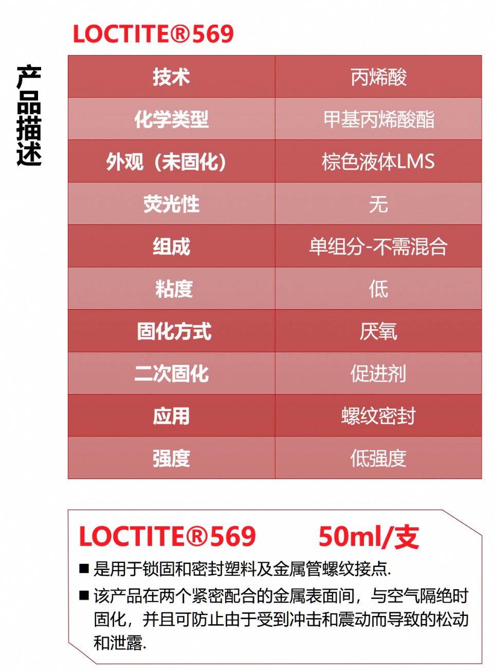 汉高乐泰 LOCTITE 液体管螺纹密封剂 569 M00001283 - 3