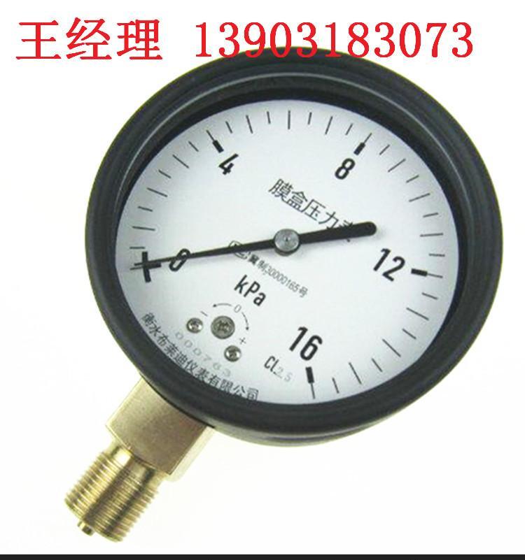布莱迪YE100普通膜盒压力表0-16Kpa微压表气压表燃气压力表 - 2
