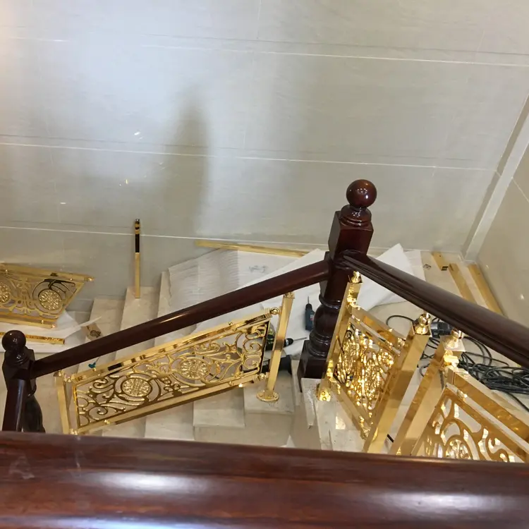 绍兴 铝艺雕花护栏 电镀铜色楼梯护栏 实在美 - 2