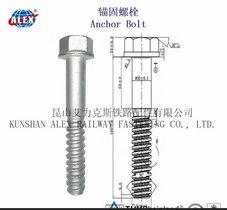铁路锚固螺栓,轨道锚固螺栓,六角头锚固螺栓