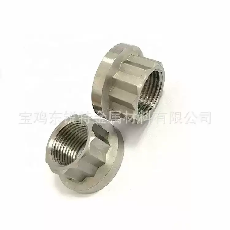 钛六角法兰螺母TC4钛合金螺母摩托车自行车汽车工业用钛锁紧螺母 - 2