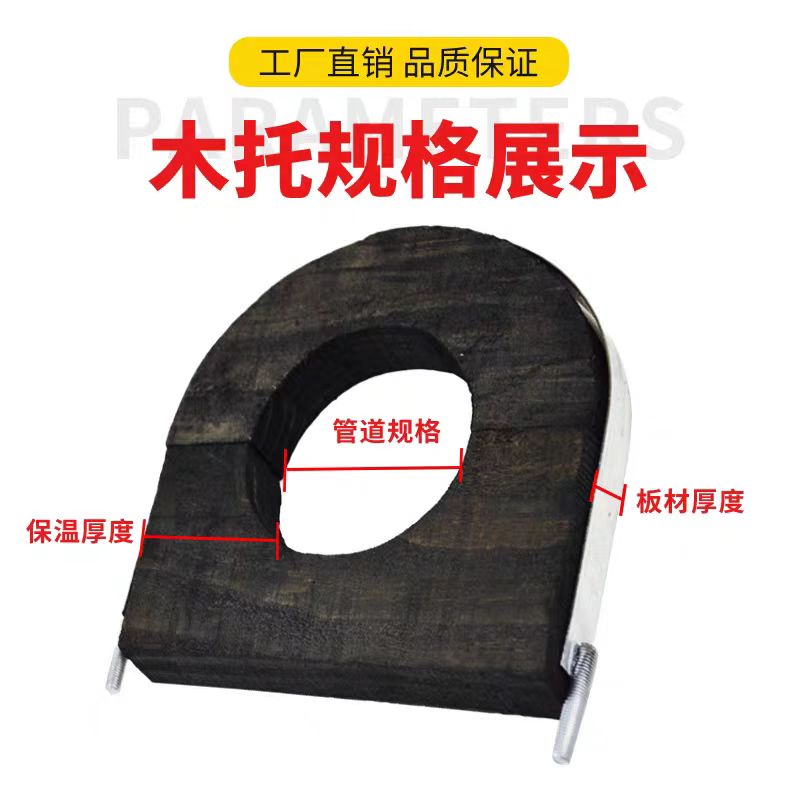 木哈夫U型铁卡 保冷管托 双螺栓管夹 风管木托 - 2