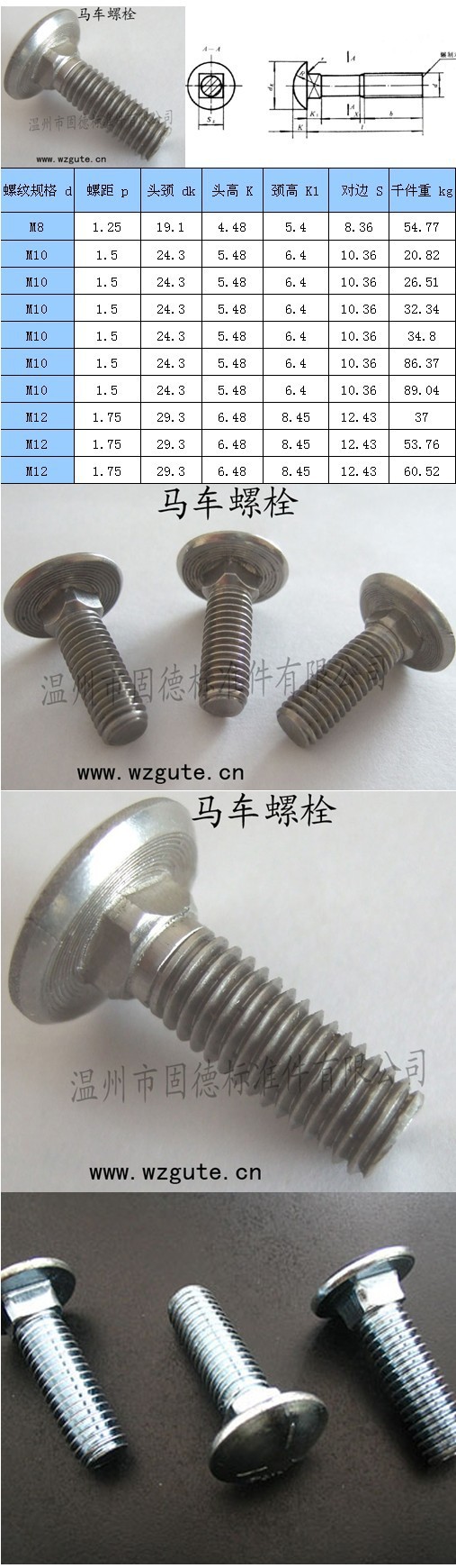 厂家专业生产销售半圆头方颈螺栓 马车螺丝 马车螺栓 - 2