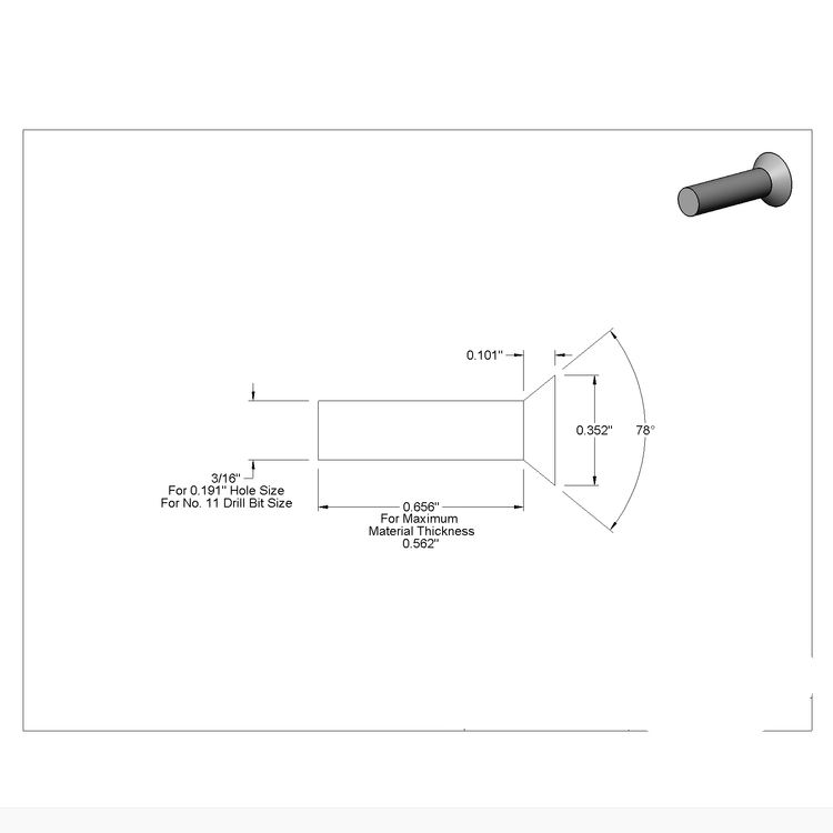 进口McMaster-CARR 97483A249|沉头实心铆钉,铝材质,A5AB040043
