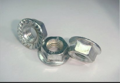 (库存M12), 六角法兰带齿螺帽, DIN6923, GB6187, 法兰锁紧螺母