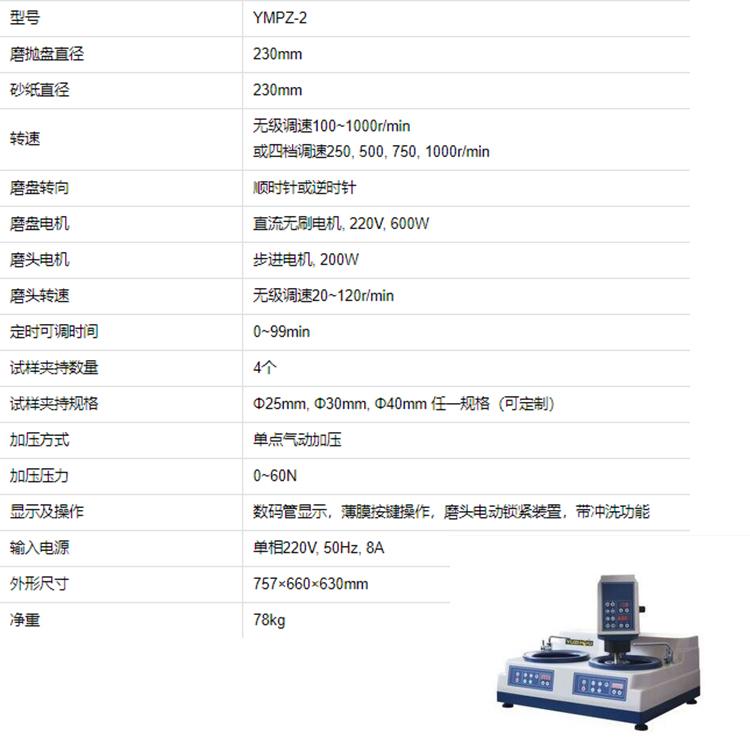 上海金相磨抛机YMPZ-2 自动金相试样磨抛机 双盘 无极调速磨抛机供应商