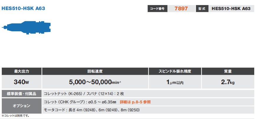 日本中西CNC加工中心增速刀柄HES510-HSK A63主轴增速器 - 2