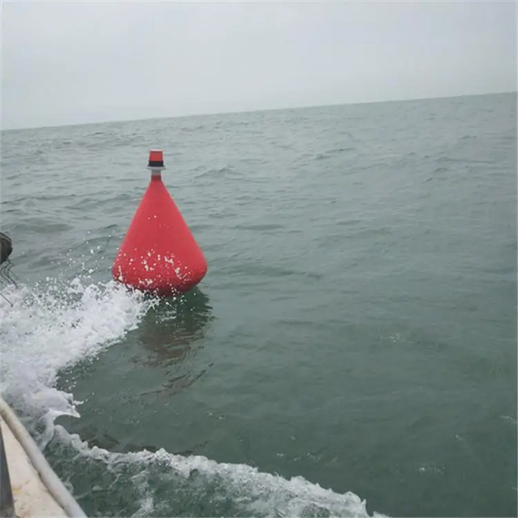 海上警示浮标浮鼓 锥形含配重块浮体带太阳能灯