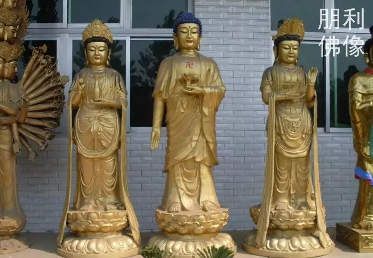 铜西方三圣佛像-黄铜铸造-树脂西方三圣佛像-佛像工程制作