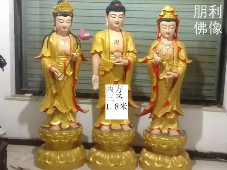 铜西方三圣佛像-黄铜铸造-树脂西方三圣佛像-佛像工程制作 - 2